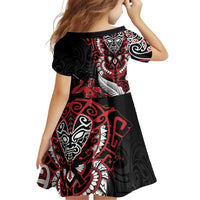 Aotearoa Toitu Te Tiriti Family Matching Off Shoulder Short Dress and Hawaiian Shirt Whakairo Wheku LT7 - Polynesian Pride