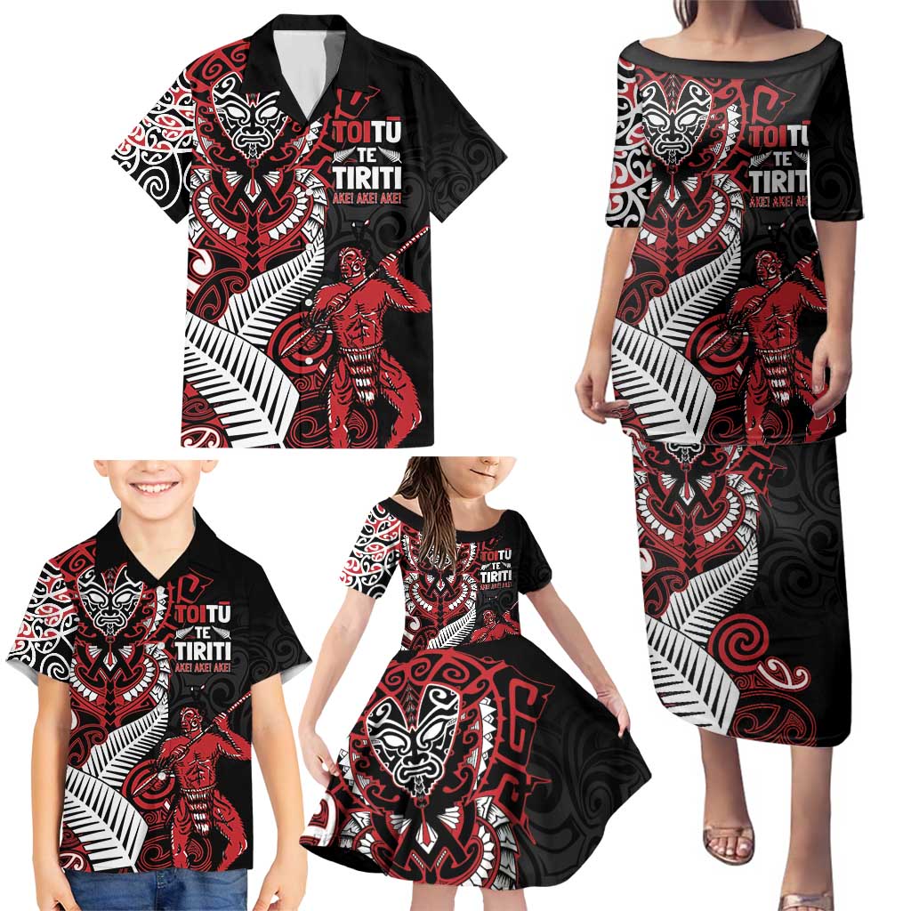 Aotearoa Toitu Te Tiriti Family Matching Puletasi and Hawaiian Shirt Whakairo Wheku LT7 - Polynesian Pride