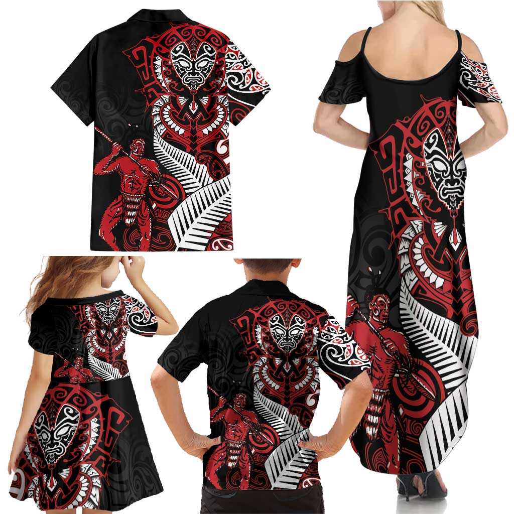 Aotearoa Toitu Te Tiriti Family Matching Summer Maxi Dress and Hawaiian Shirt Whakairo Wheku LT7 - Polynesian Pride