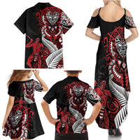 Aotearoa Toitu Te Tiriti Family Matching Summer Maxi Dress and Hawaiian Shirt Whakairo Wheku LT7 - Polynesian Pride