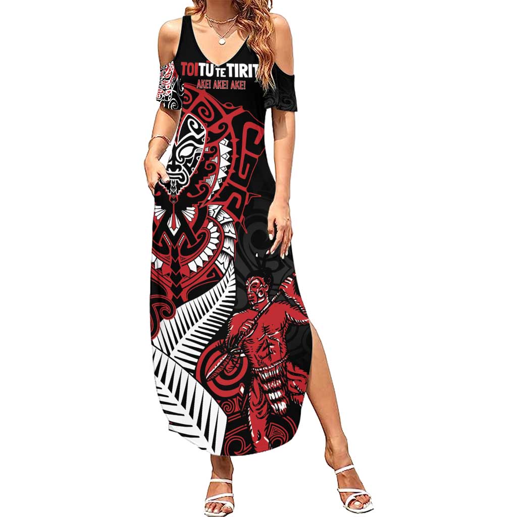 Aotearoa Toitu Te Tiriti Family Matching Summer Maxi Dress and Hawaiian Shirt Whakairo Wheku LT7 Mom's Dress Black - Polynesian Pride