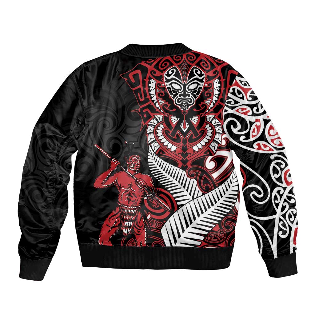 Aotearoa Toitu Te Tiriti Sleeve Zip Bomber Jacket Whakairo Wheku