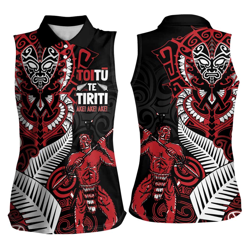 Aotearoa Toitu Te Tiriti Women Sleeveless Polo Shirt Whakairo Wheku LT7 - Polynesian Pride