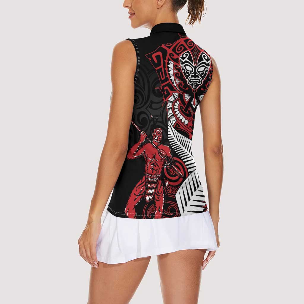 Aotearoa Toitu Te Tiriti Women Sleeveless Polo Shirt Whakairo Wheku LT7 - Polynesian Pride