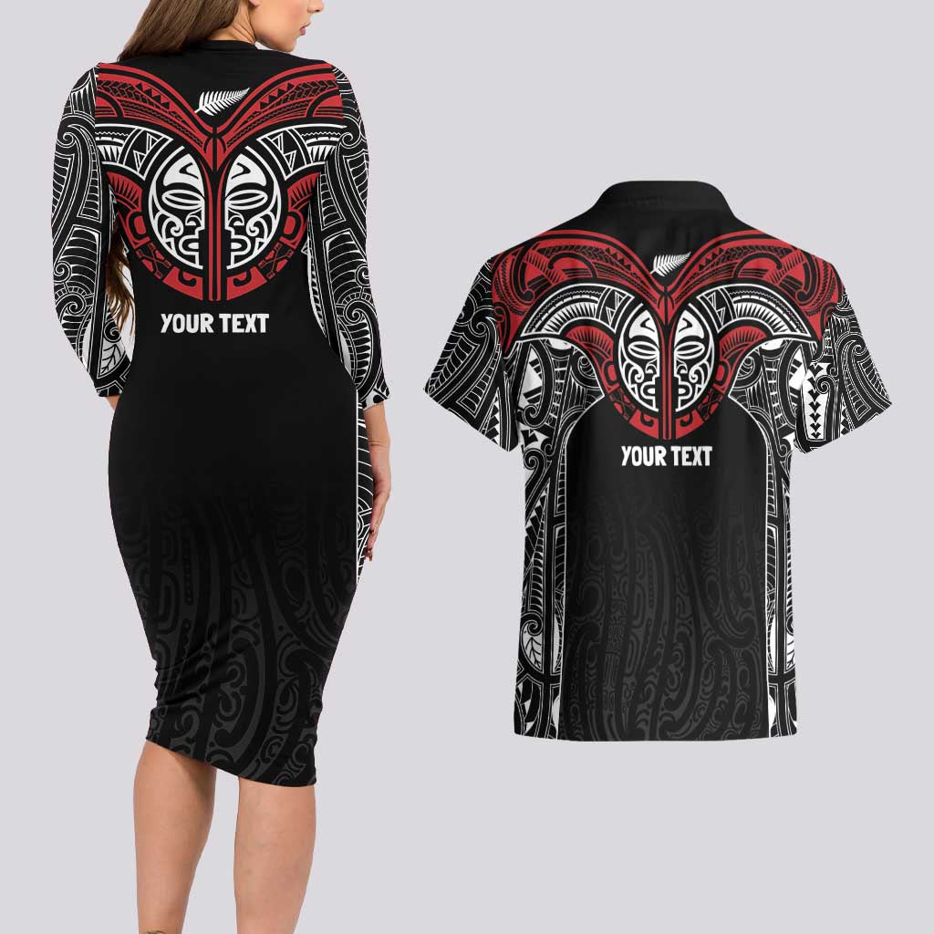 Aotearoa Maori Personalized Couples Matching Long Sleeve Bodycon Dress and Hawaiian Shirt Toitu Te Tiriti Ake! Ake! Ake! LT7 - Polynesian Pride