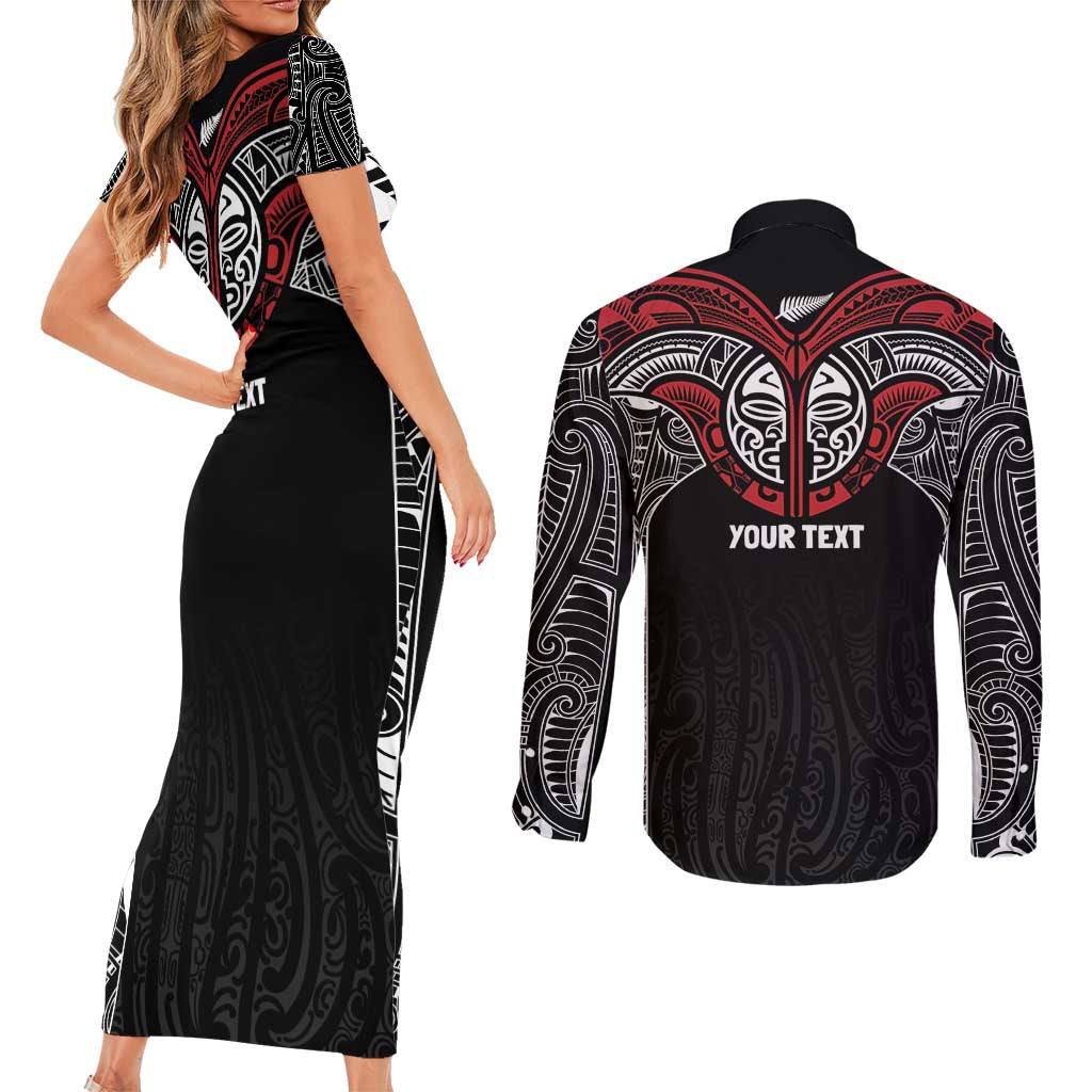Aotearoa Maori Personalized Couples Matching Short Sleeve Bodycon Dress and Long Sleeve Button Shirt Toitu Te Tiriti Ake! Ake! Ake! LT7 - Polynesian Pride
