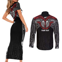 Aotearoa Maori Personalized Couples Matching Short Sleeve Bodycon Dress and Long Sleeve Button Shirt Toitu Te Tiriti Ake! Ake! Ake! LT7 - Polynesian Pride