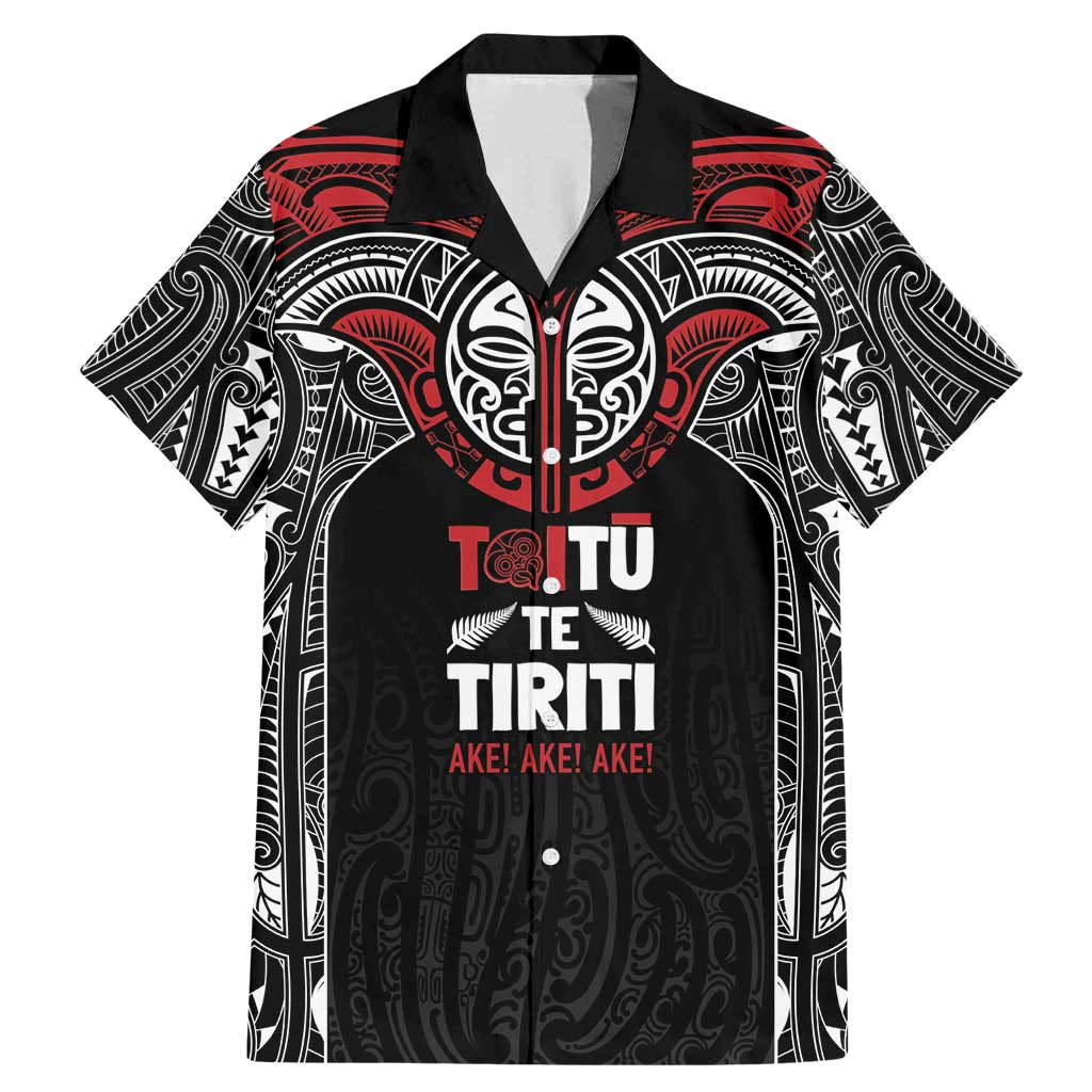 Aotearoa Maori Personalized Family Matching Mermaid Dress and Hawaiian Shirt Toitu Te Tiriti Ake! Ake! Ake! LT7 Dad's Shirt - Short Sleeve Black - Polynesian Pride