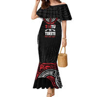 Aotearoa Maori Personalized Family Matching Mermaid Dress and Hawaiian Shirt Toitu Te Tiriti Ake! Ake! Ake! LT7 Mom's Dress Black - Polynesian Pride