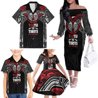 Aotearoa Maori Personalized Family Matching Off The Shoulder Long Sleeve Dress and Hawaiian Shirt Toitu Te Tiriti Ake! Ake! Ake! LT7 - Polynesian Pride