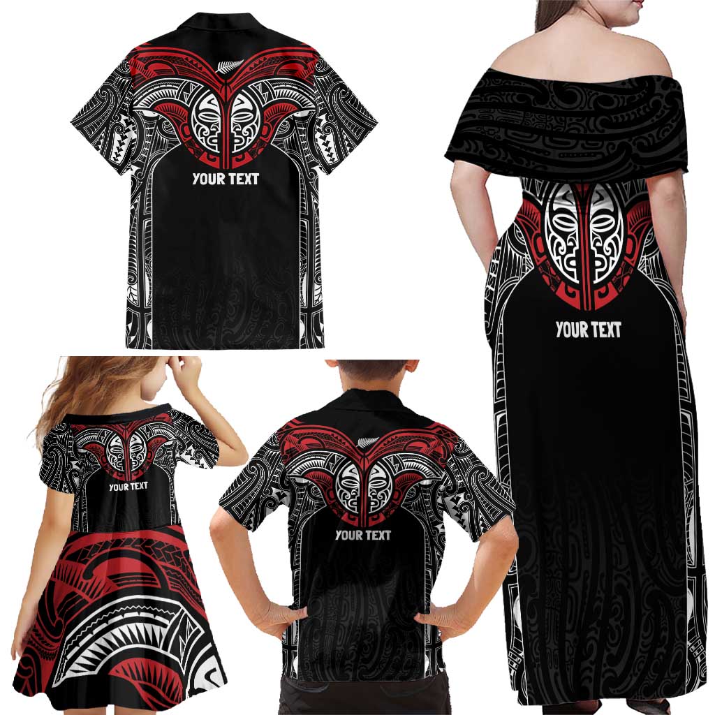 Aotearoa Maori Personalized Family Matching Off Shoulder Maxi Dress and Hawaiian Shirt Toitu Te Tiriti Ake! Ake! Ake! LT7 - Polynesian Pride