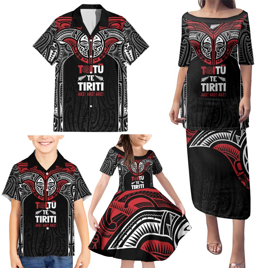 Aotearoa Maori Personalized Family Matching Puletasi and Hawaiian Shirt Toitu Te Tiriti Ake! Ake! Ake! LT7 - Polynesian Pride