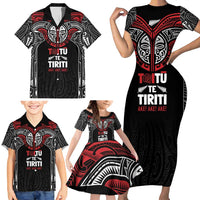 Aotearoa Maori Personalized Family Matching Short Sleeve Bodycon Dress and Hawaiian Shirt Toitu Te Tiriti Ake! Ake! Ake! LT7 - Polynesian Pride
