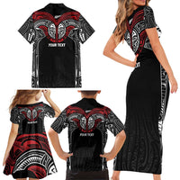 Aotearoa Maori Personalized Family Matching Short Sleeve Bodycon Dress and Hawaiian Shirt Toitu Te Tiriti Ake! Ake! Ake! LT7 - Polynesian Pride