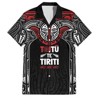 Aotearoa Maori Personalized Family Matching Short Sleeve Bodycon Dress and Hawaiian Shirt Toitu Te Tiriti Ake! Ake! Ake! LT7 Dad's Shirt - Short Sleeve Black - Polynesian Pride