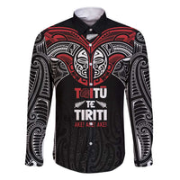 Aotearoa Maori Personalized Family Matching Short Sleeve Bodycon Dress and Hawaiian Shirt Toitu Te Tiriti Ake! Ake! Ake! LT7 Dad's Shirt - Long Sleeve Black - Polynesian Pride