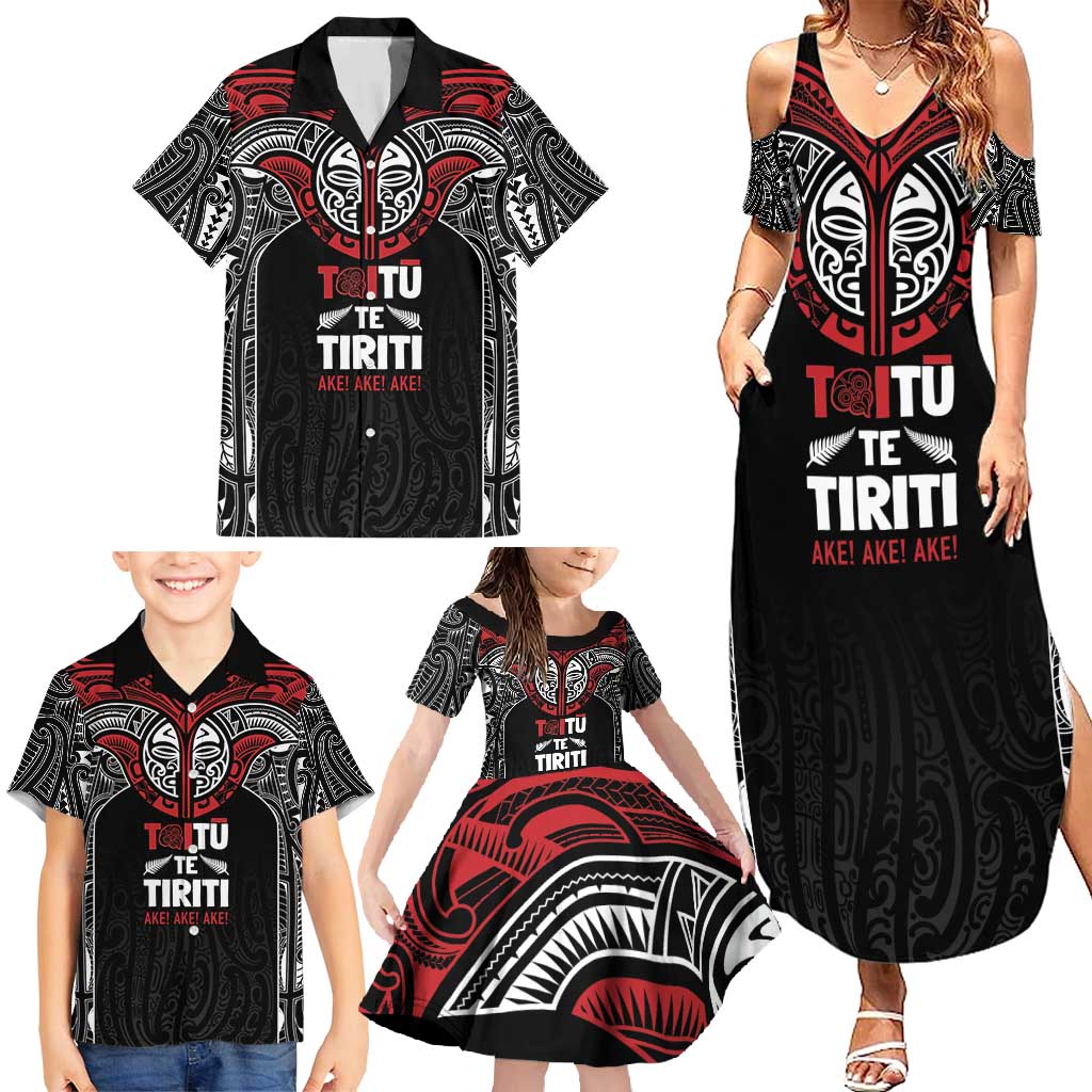 Aotearoa Maori Personalized Family Matching Summer Maxi Dress and Hawaiian Shirt Toitu Te Tiriti Ake! Ake! Ake! LT7 - Polynesian Pride