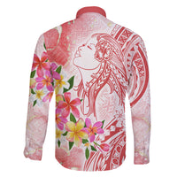 Polynesian Women's Day Wahine Family Matching Puletasi and Hawaiian Shirt Plumeria Marble Glaze - Pink LT7 - Polynesian Pride