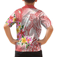 Polynesian Women's Day Wahine Family Matching Short Sleeve Bodycon Dress and Hawaiian Shirt Plumeria Marble Glaze - Pink LT7 - Polynesian Pride