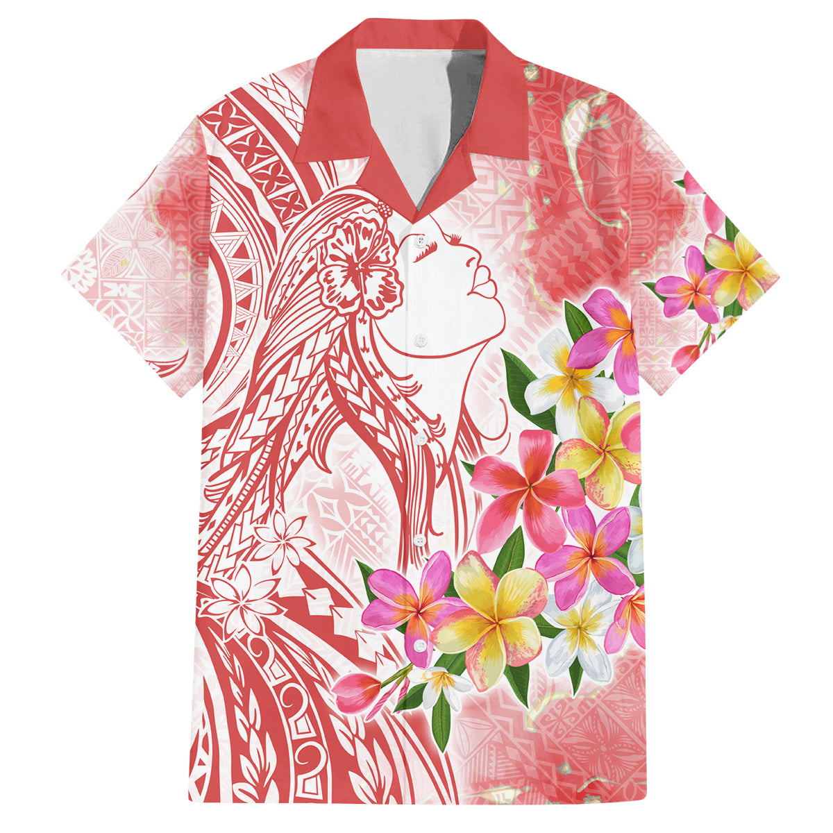 Polynesian Women's Day Wahine Family Matching Tank Maxi Dress and Hawaiian Shirt Plumeria Marble Glaze - Pink LT7 Dad's Shirt - Short Sleeve Pink - Polynesian Pride