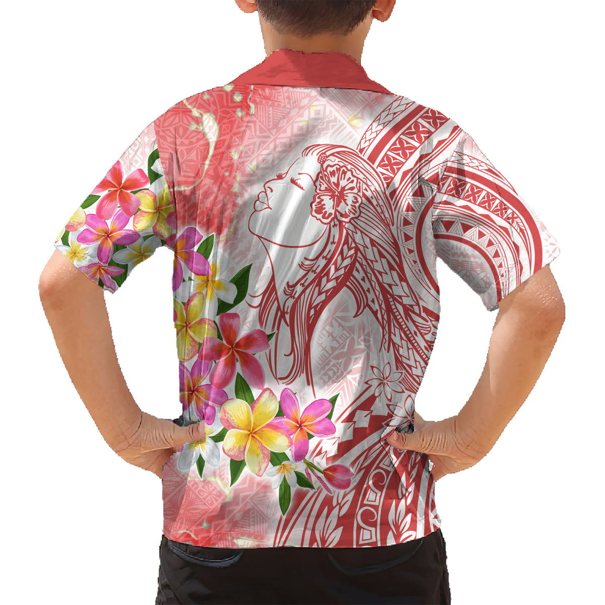 Polynesian Women's Day Wahine Kid Hawaiian Shirt Plumeria Marble Glaze - Pink LT7 - Polynesian Pride