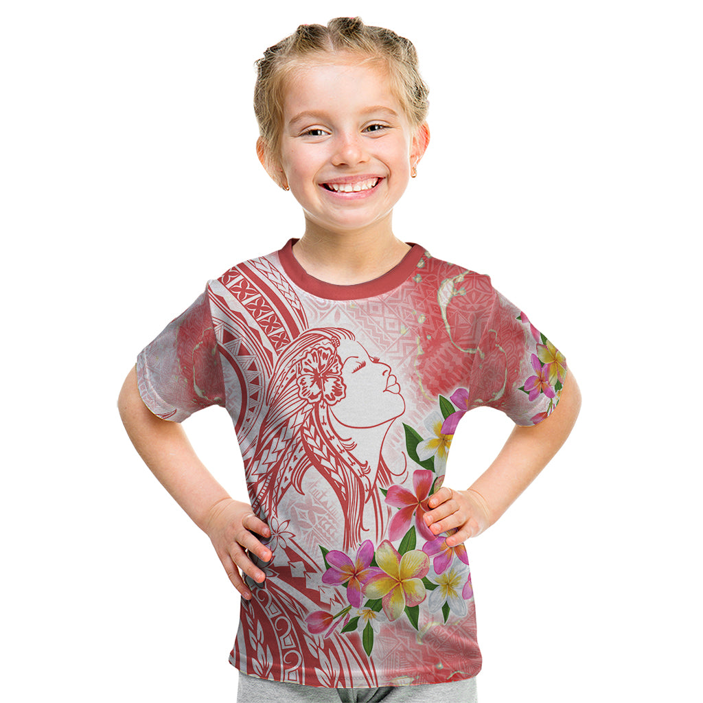 Polynesian Women's Day Wahine Kid T Shirt Plumeria Marble Glaze - Pink LT7 Pink - Polynesian Pride