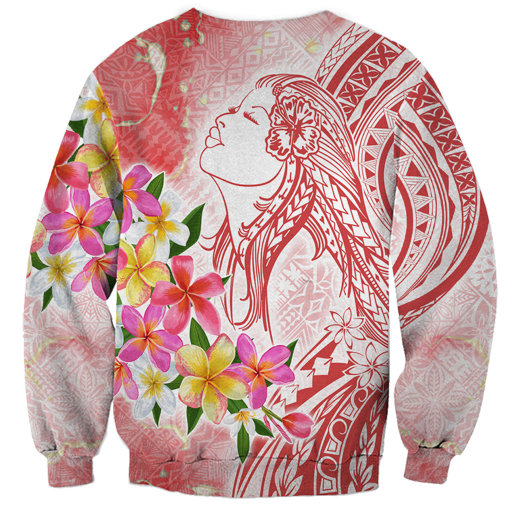 Polynesian Women's Day Wahine Sweatshirt Plumeria Marble Glaze - Pink LT7 - Polynesian Pride