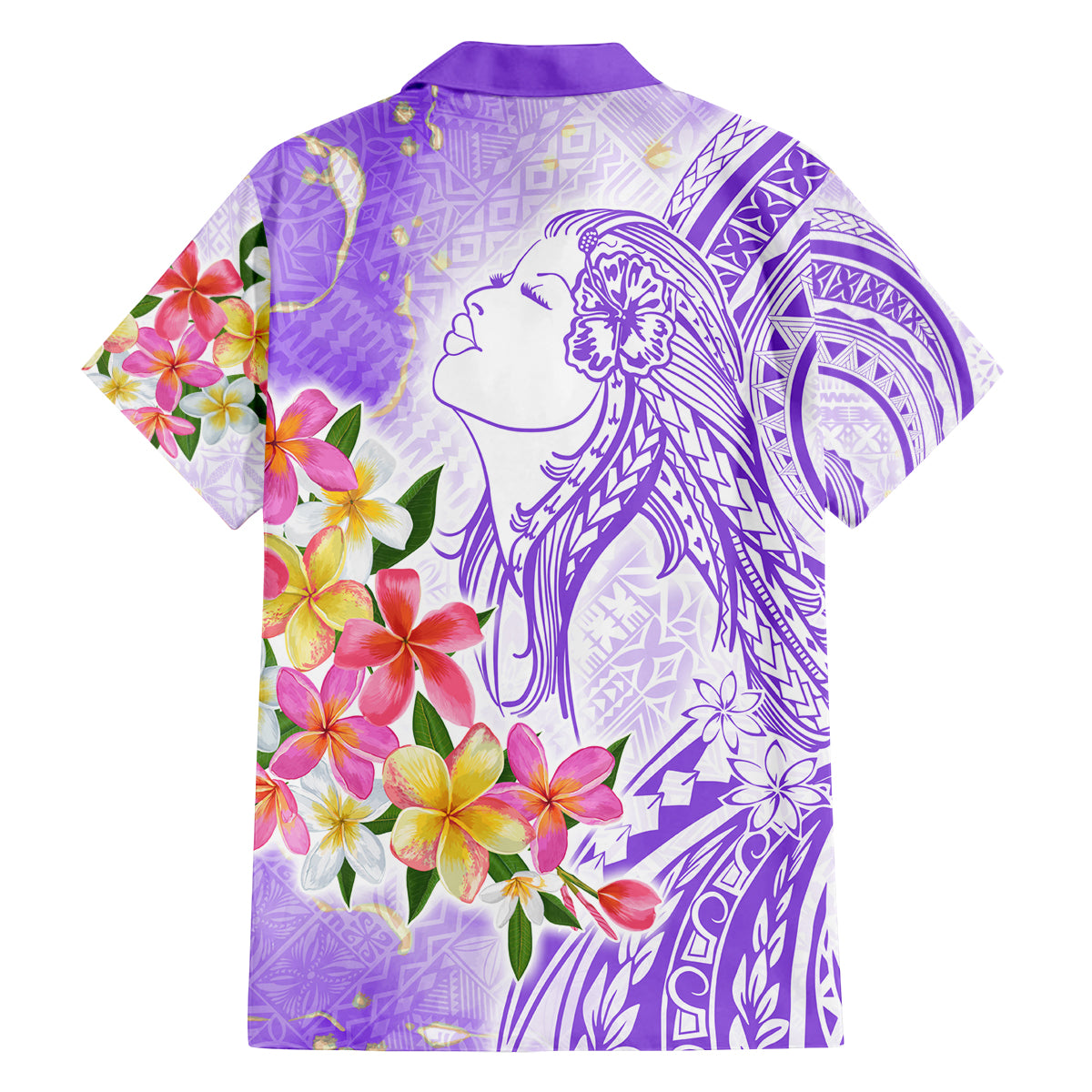 Polynesian Women's Day Wahine Family Matching Off Shoulder Long Sleeve Dress and Hawaiian Shirt Plumeria Marble Glaze - Purple LT7 - Polynesian Pride