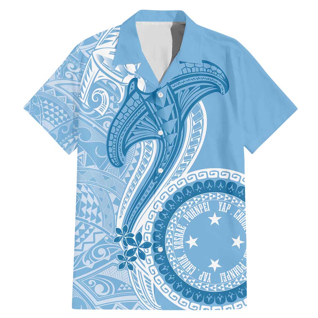 Micronesia FSM Family Matching Mermaid Dress and Hawaiian Shirt Shark and Manta Classic Style LT7 Dad's Shirt - Short Sleeve Turquoise - Polynesian Pride