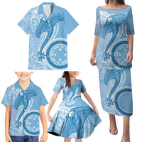 Micronesia FSM Family Matching Puletasi and Hawaiian Shirt Shark and Manta Classic Style LT7 - Polynesian Pride