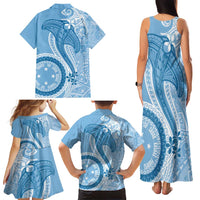 Micronesia FSM Family Matching Tank Maxi Dress and Hawaiian Shirt Shark and Manta Classic Style LT7 - Polynesian Pride