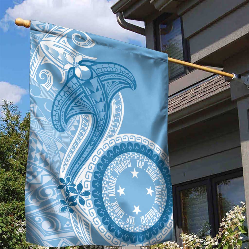 Micronesia FSM Garden Flag Shark and Manta Classic Style LT7 - Polynesian Pride