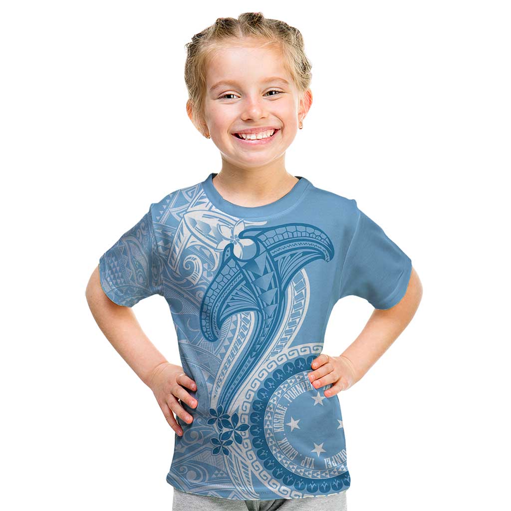 Micronesia FSM Kid T Shirt Shark and Manta Classic Style LT7 Turquoise - Polynesian Pride