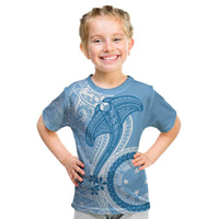 Micronesia FSM Kid T Shirt Shark and Manta Classic Style LT7 Turquoise - Polynesian Pride