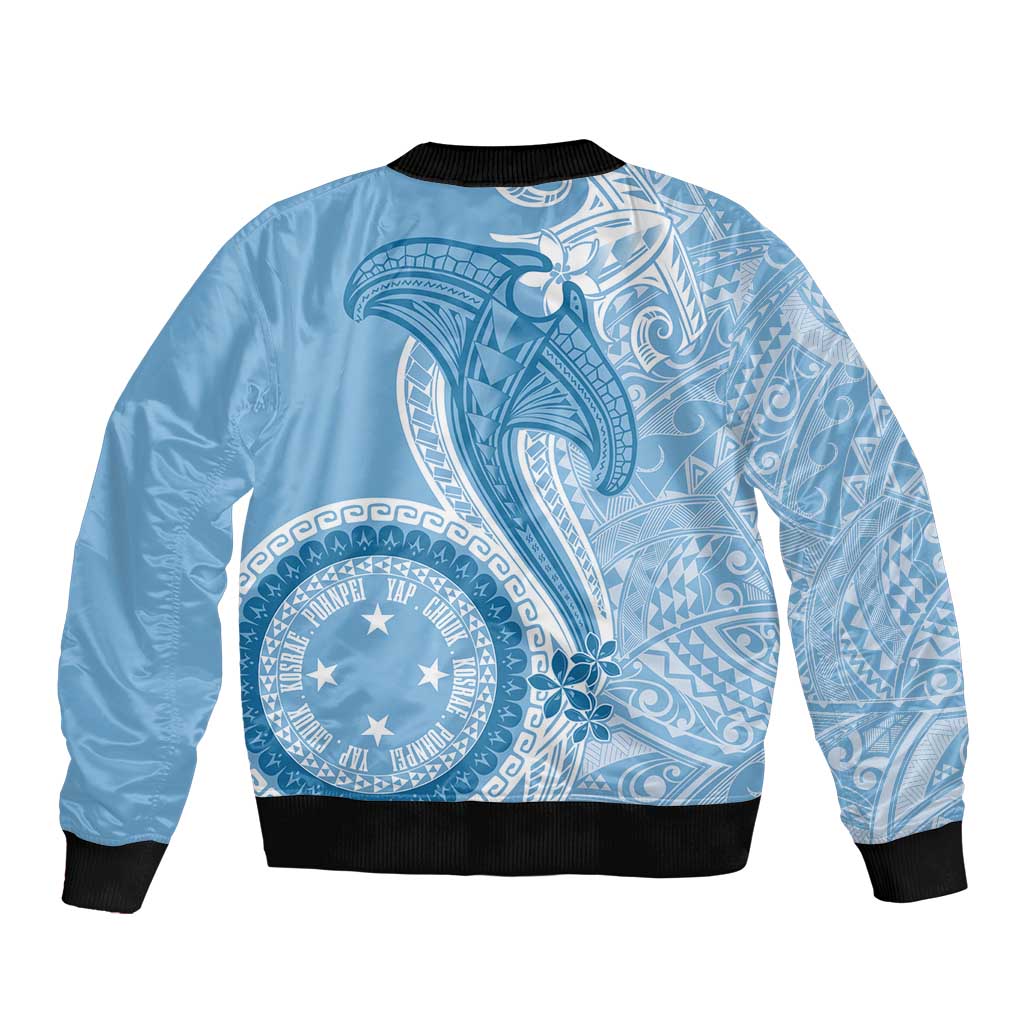 Micronesia FSM Sleeve Zip Bomber Jacket Shark and Manta Classic Style