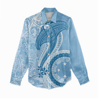 Micronesia FSM Women Casual Shirt Shark and Manta Classic Style LT7 - Polynesian Pride