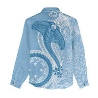 Micronesia FSM Women Casual Shirt Shark and Manta Classic Style LT7 - Polynesian Pride