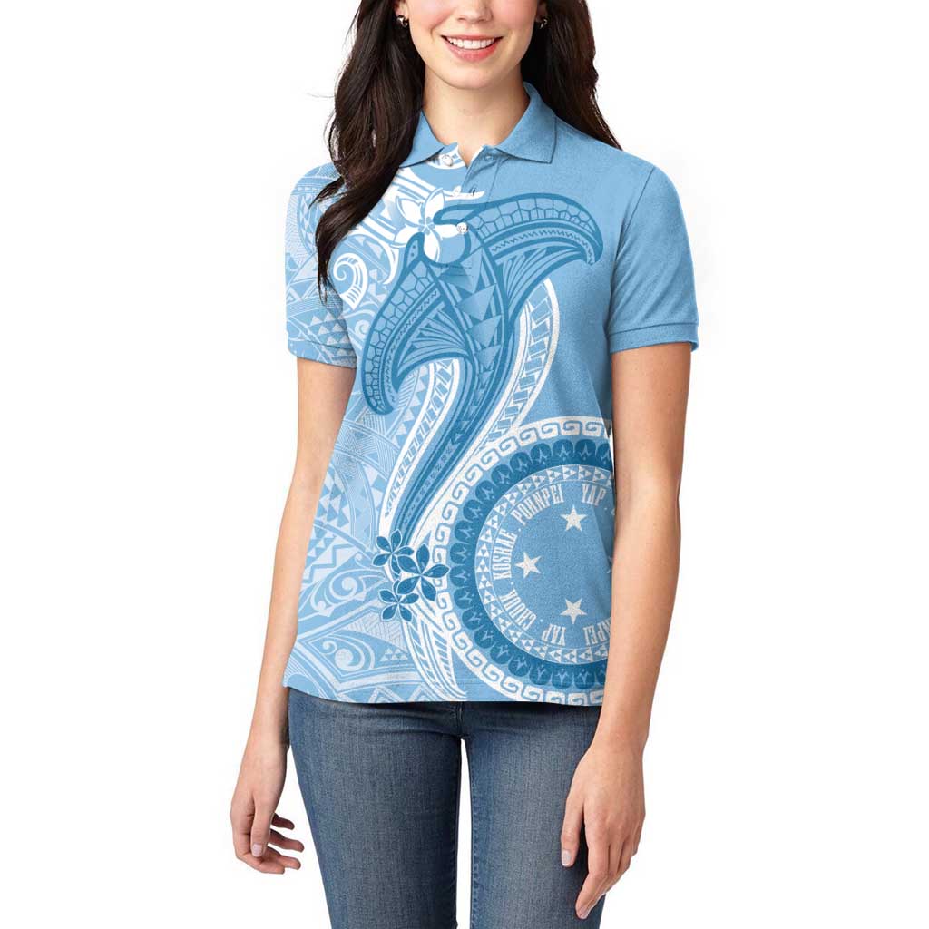 Micronesia FSM Women Polo Shirt Shark and Manta Classic Style