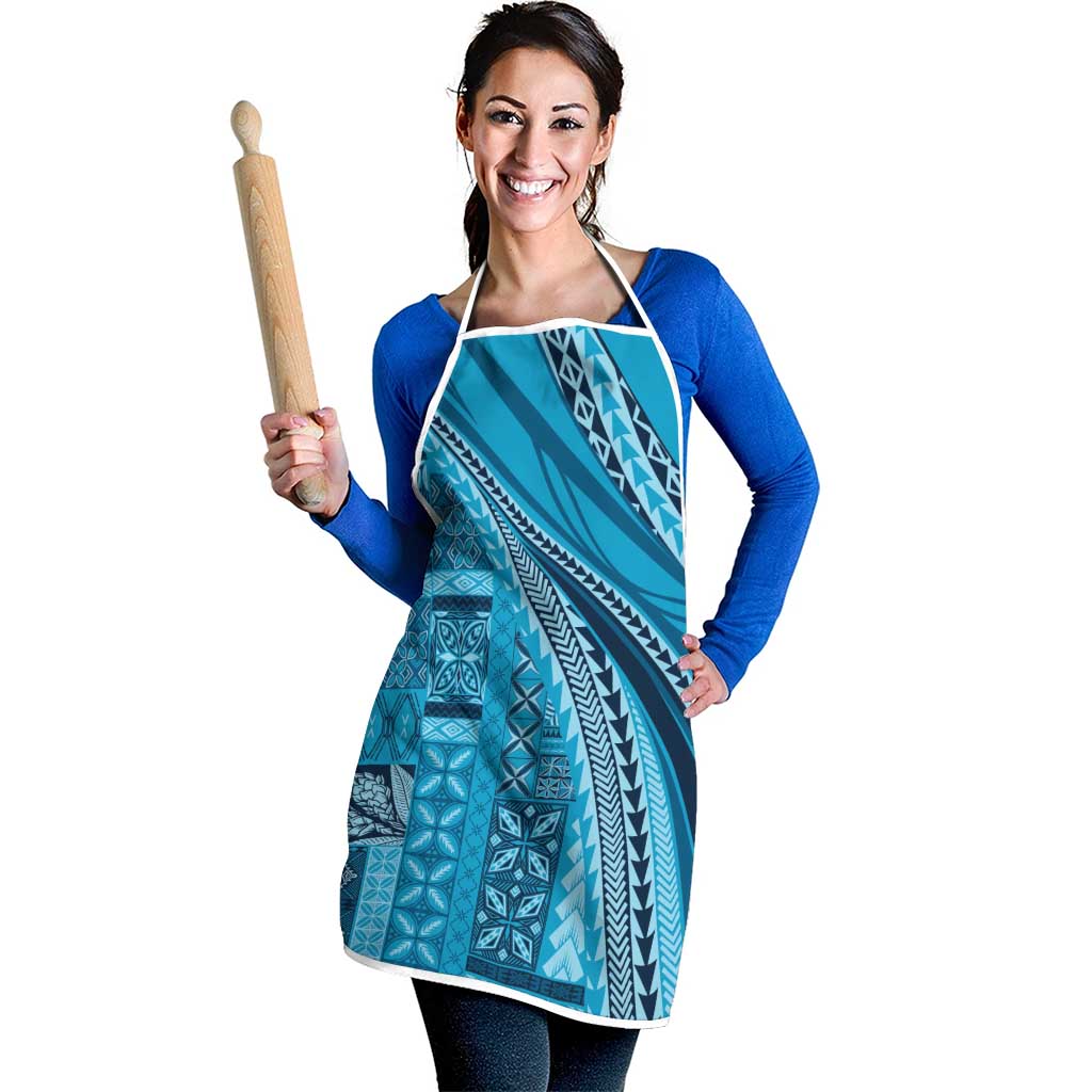 Pasifika Women's Day - Samoa Siapo Malu Tattoo Inspired Apron Turquoise