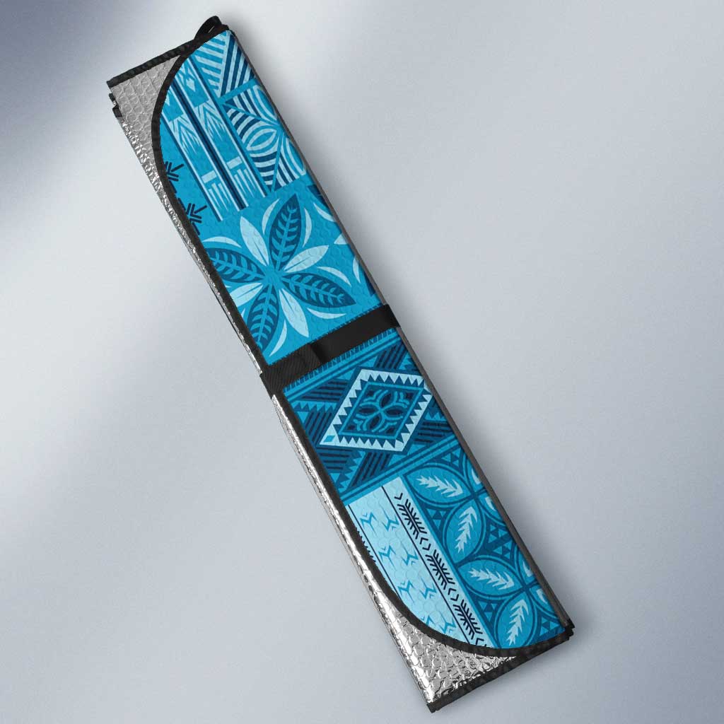 Pasifika Women's Day - Samoa Siapo Malu Tattoo Inspired Auto Sun Shade Turquoise