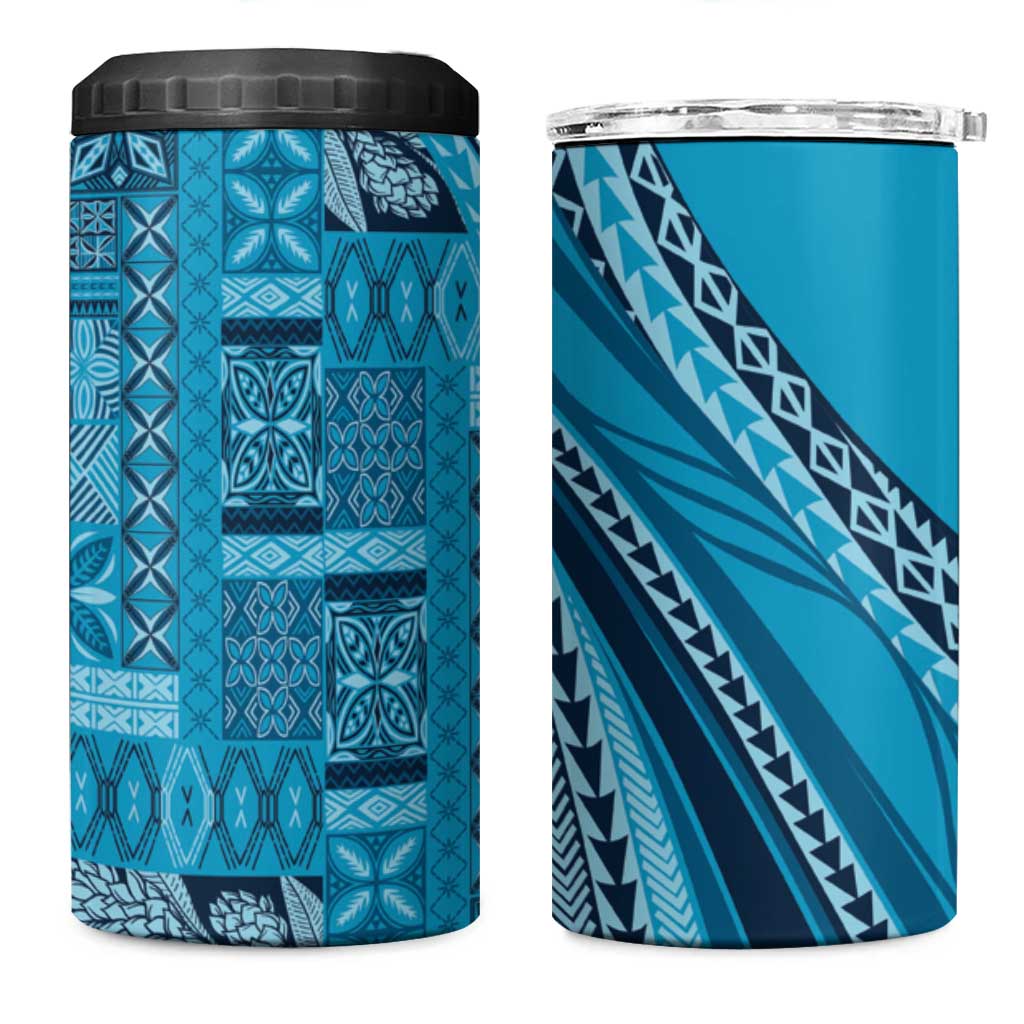 Pasifika Women's Day - Samoa Siapo Malu Tattoo Inspired 4 in 1 Can Cooler Tumbler Turquoise LT7 One Size: 16 oz Turquoise - Polynesian Pride