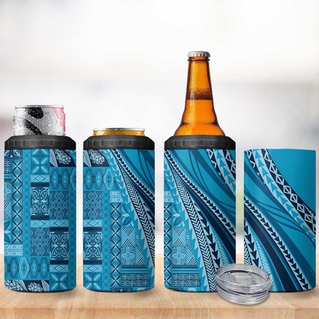 Pasifika Women's Day - Samoa Siapo Malu Tattoo Inspired 4 in 1 Can Cooler Tumbler Turquoise LT7 - Polynesian Pride