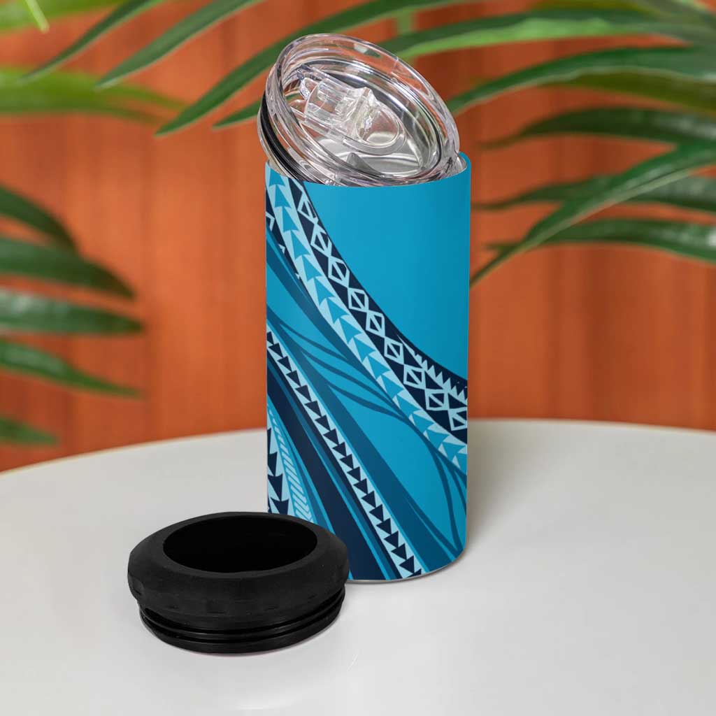 Pasifika Women's Day - Samoa Siapo Malu Tattoo Inspired 4 in 1 Can Cooler Tumbler Turquoise LT7 - Polynesian Pride