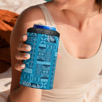 Pasifika Women's Day - Samoa Siapo Malu Tattoo Inspired 4 in 1 Can Cooler Tumbler Turquoise LT7 - Polynesian Pride
