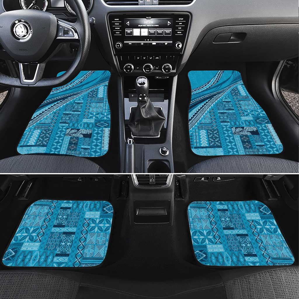 Pasifika Women's Day - Samoa Siapo Malu Tattoo Inspired Car Mats Turquoise LT7 Set 4pcs Turquoise - Polynesian Pride