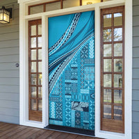 Pasifika Women's Day - Samoa Siapo Malu Tattoo Inspired Door Cover Turquoise