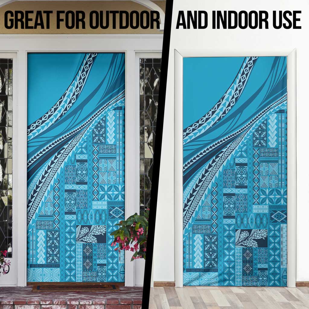 Pasifika Women's Day - Samoa Siapo Malu Tattoo Inspired Door Cover Turquoise
