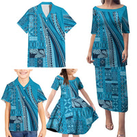 Pasifika Women's Day - Samoa Siapo Malu Tattoo Inspired Family Matching Puletasi and Hawaiian Shirt Turquoise LT7 - Polynesian Pride