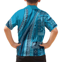 Pasifika Women's Day - Samoa Siapo Malu Tattoo Inspired Family Matching Summer Maxi Dress and Hawaiian Shirt Turquoise LT7 - Polynesian Pride