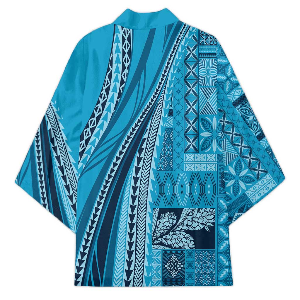 Pasifika Women's Day - Samoa Siapo Malu Tattoo Inspired Kimono Turquoise